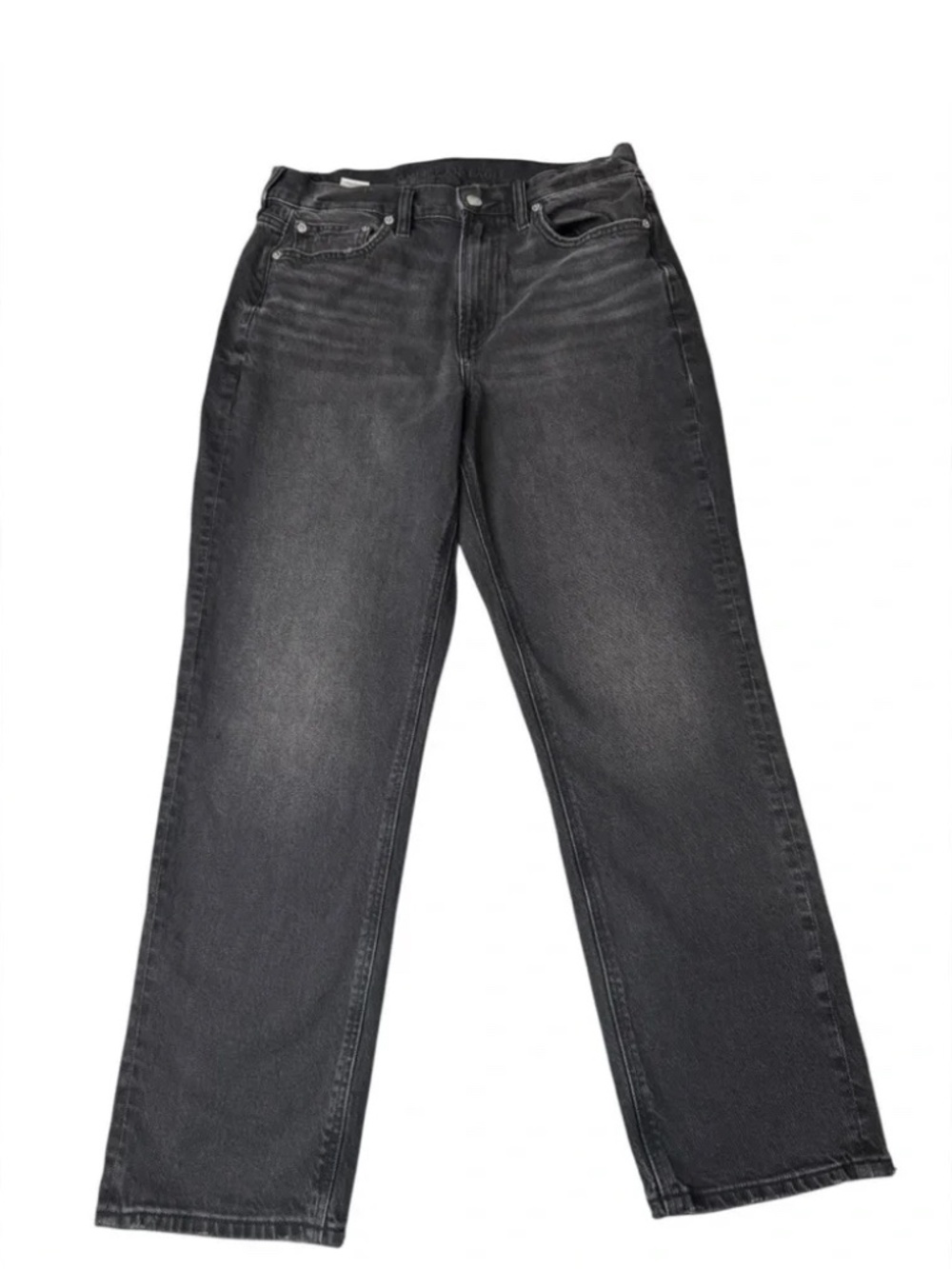 AE Stretch Super High-Waisted Ankle Straight Jean - Black Washed 8 US - Picture 6 of 9